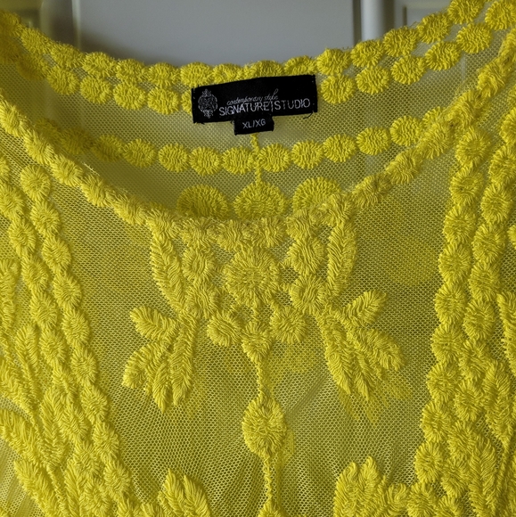 Signature Studio Sheer Yellow Blouse sz XL - Picture 3 of 3